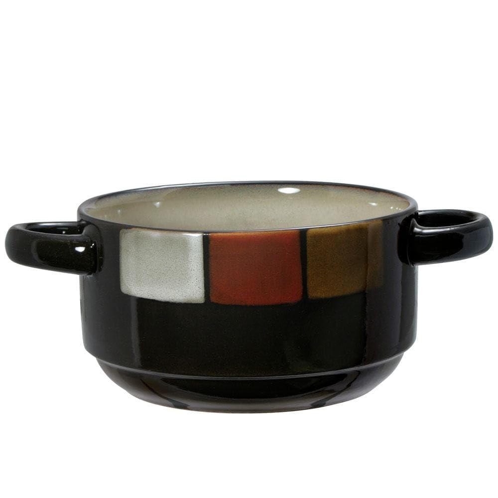 Pfaltzgraff Taos Double Handed Soup Bowl, 29-Ounce, brown, red, white