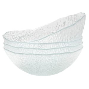 vikko soup bowls, 6.25 inch salad bowls, glass soup bowls, elegant textured glass bowls, set of 4, dishwasher safe