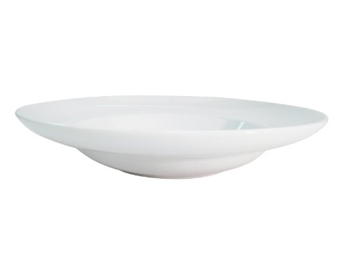 CAC China RCN-133 Clinton Rolled Edge 10-1/2-Inch Super White Porcelain Mediterranean Pasta Bowl, 18-Ounce, Box of 12