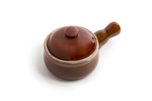 fox run 349 run french onion soup bowl with lid, 4.75 x 7.75 x 4 inches, brown