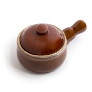 Fox Run 349 Run French Onion Soup Bowl with Lid, 4.75 x 7.75 x 4 inches, Brown