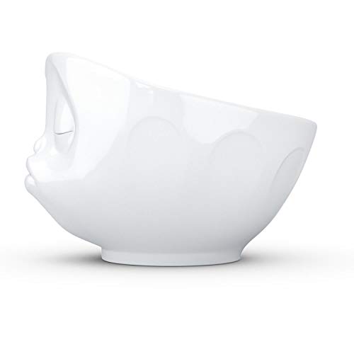 FIFTYEIGHT PRODUCTS TASSEN Porcelain Bowl, Kissing Face Edition, 16 oz. White, (Single Bowl) for Serving Cereal, Soup