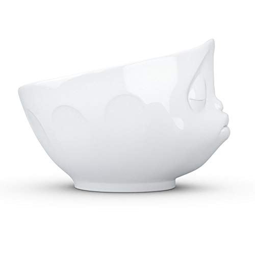 FIFTYEIGHT PRODUCTS TASSEN Porcelain Bowl, Kissing Face Edition, 16 oz. White, (Single Bowl) for Serving Cereal, Soup