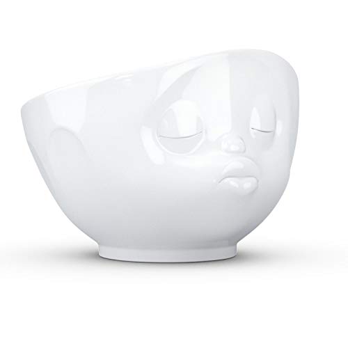 FIFTYEIGHT PRODUCTS TASSEN Porcelain Bowl, Kissing Face Edition, 16 oz. White, (Single Bowl) for Serving Cereal, Soup