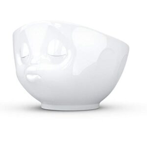 FIFTYEIGHT PRODUCTS TASSEN Porcelain Bowl, Kissing Face Edition, 16 oz. White, (Single Bowl) for Serving Cereal, Soup