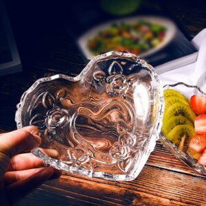 Kelendle 1 PCS Clear Glass Heart Shaped Serving Bowl Fruit Dish Bowl Container Tableware Great for Kitchen Restaurant Cafe Shop Appetizer Dessert Salad Snack Ice Cream