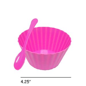 Bright Colored Ice Cream Bowls with Spoons - Dessert Banana Split Cereal- Party Supply Bundle - 16 Sets