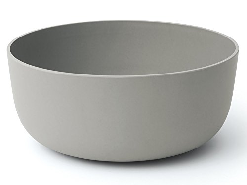 BergHOFF Leo 24cm Bamboo Salad Bowl and Silicone Servers, 3 Piece Set, 24 x 30 x 6 cm, Grey