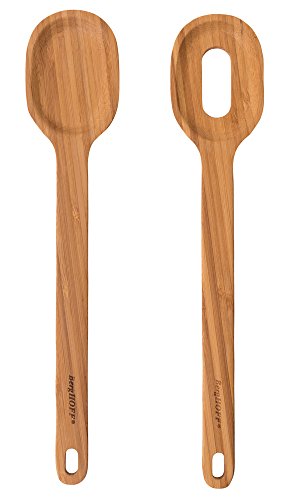 BergHOFF Leo 24cm Bamboo Salad Bowl and Silicone Servers, 3 Piece Set, 24 x 30 x 6 cm, Grey