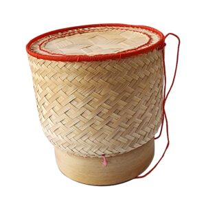 sticky rice basket kratip container thai serving bowl bamboo thai laos traditional weave wickerwork serving travel after keep warm