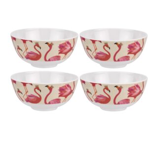 portmeirion sara miller london flamingo melamine bowls | set of 4 | use for indoor and outdoor dining | cereal, soup, rice, ramen, and pasta bowl | 6-inch