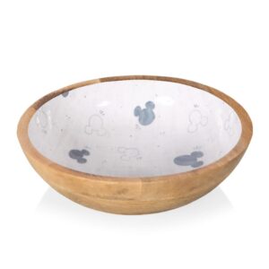 picnic time disney mickey mouse mango wood salad bowl, serving bowl, (mango wood) 13.5 x 13.5 x 4.3