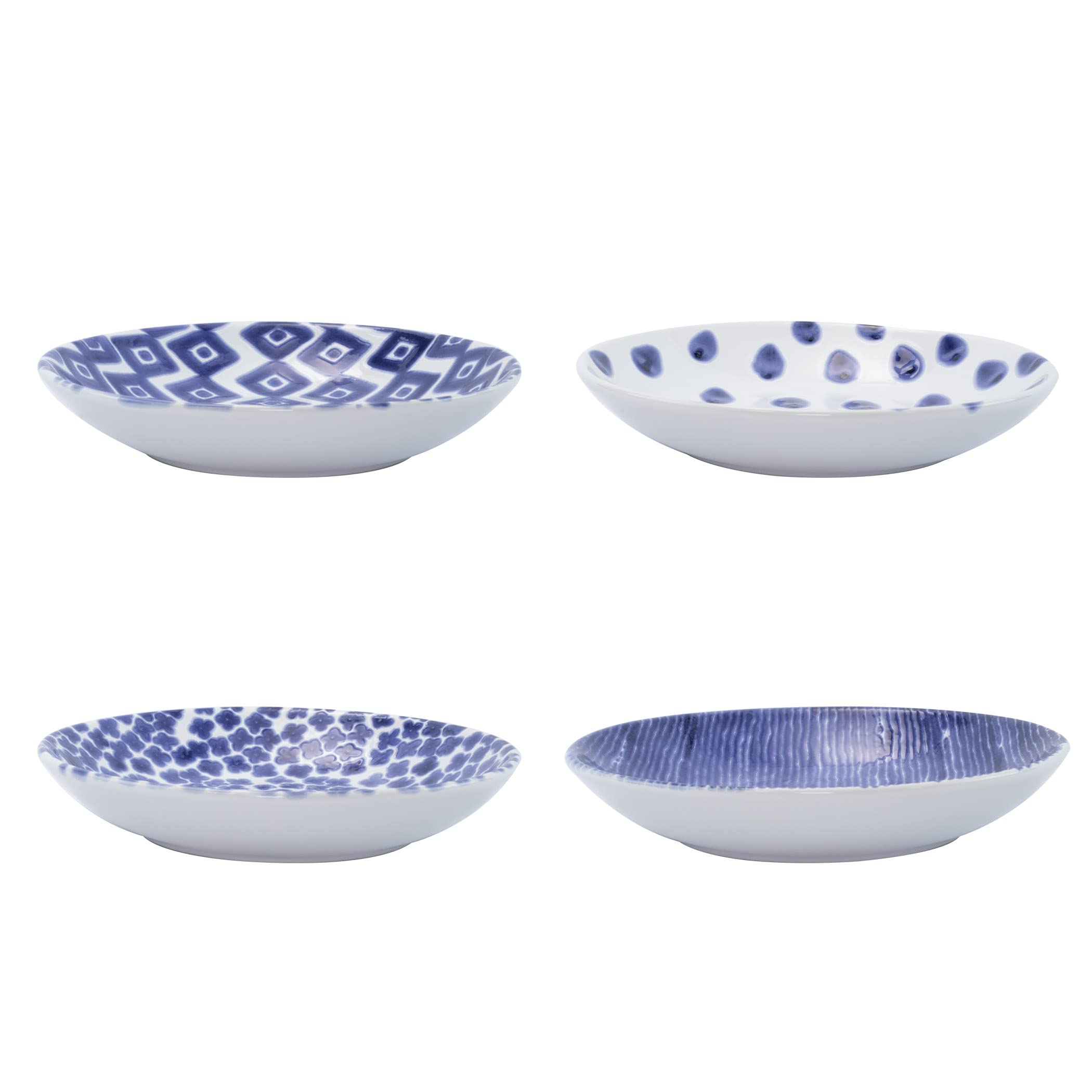 Vietri Viva Santorini Assorted Pasta Bowls, Set/4, Soup Salad Spaghetti Server 9.5" Dish