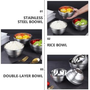 BESTonZON 2pcs Stainless Steel Double Walled Insulated Bowl Stainless Steel Bowl Vacuum Insulated Bowl Double- Layer Bowls