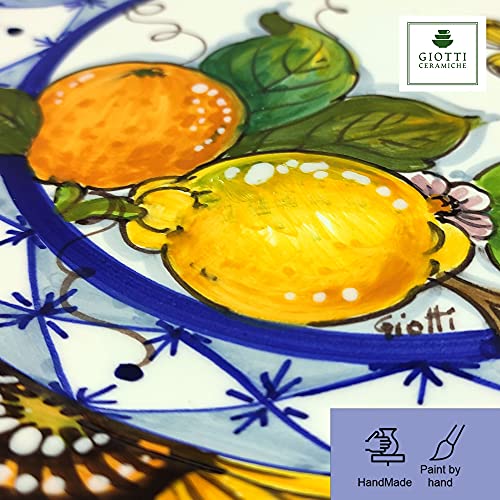 Italian Ceramic dinnerware set - Hand Painted kitchen Dishes sets for 4 - Made in ITALY Tuscany - Italian Pottery dinner plates - Home Decor Sunflower Lemon Ceramics dishes set - Service For 4