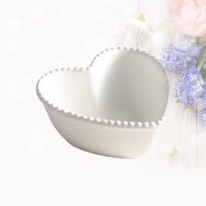 BESTonZON Heart Shaped Dish Heart Shaped Bowl pasta bowl ceramic fruit bowl sauce bowl Ceramic Heart Bowl Small Dipping Bowls