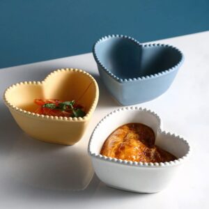 BESTonZON Heart Shaped Dish Heart Shaped Bowl pasta bowl ceramic fruit bowl sauce bowl Ceramic Heart Bowl Small Dipping Bowls