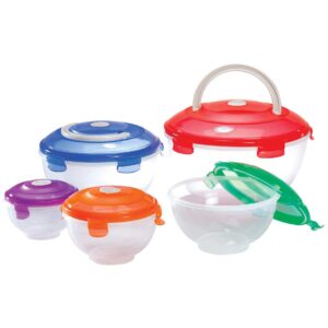 fox valley traders locking bowl set with handles, 10 piece set