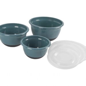 Wisconic 12-Piece Bowl Set - Plastic, Durable Kitchenware, Dishwasher Safe - Made in the USA - Prussian Blue & Light Teal