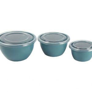 Wisconic 12-Piece Bowl Set - Plastic, Durable Kitchenware, Dishwasher Safe - Made in the USA - Prussian Blue & Light Teal