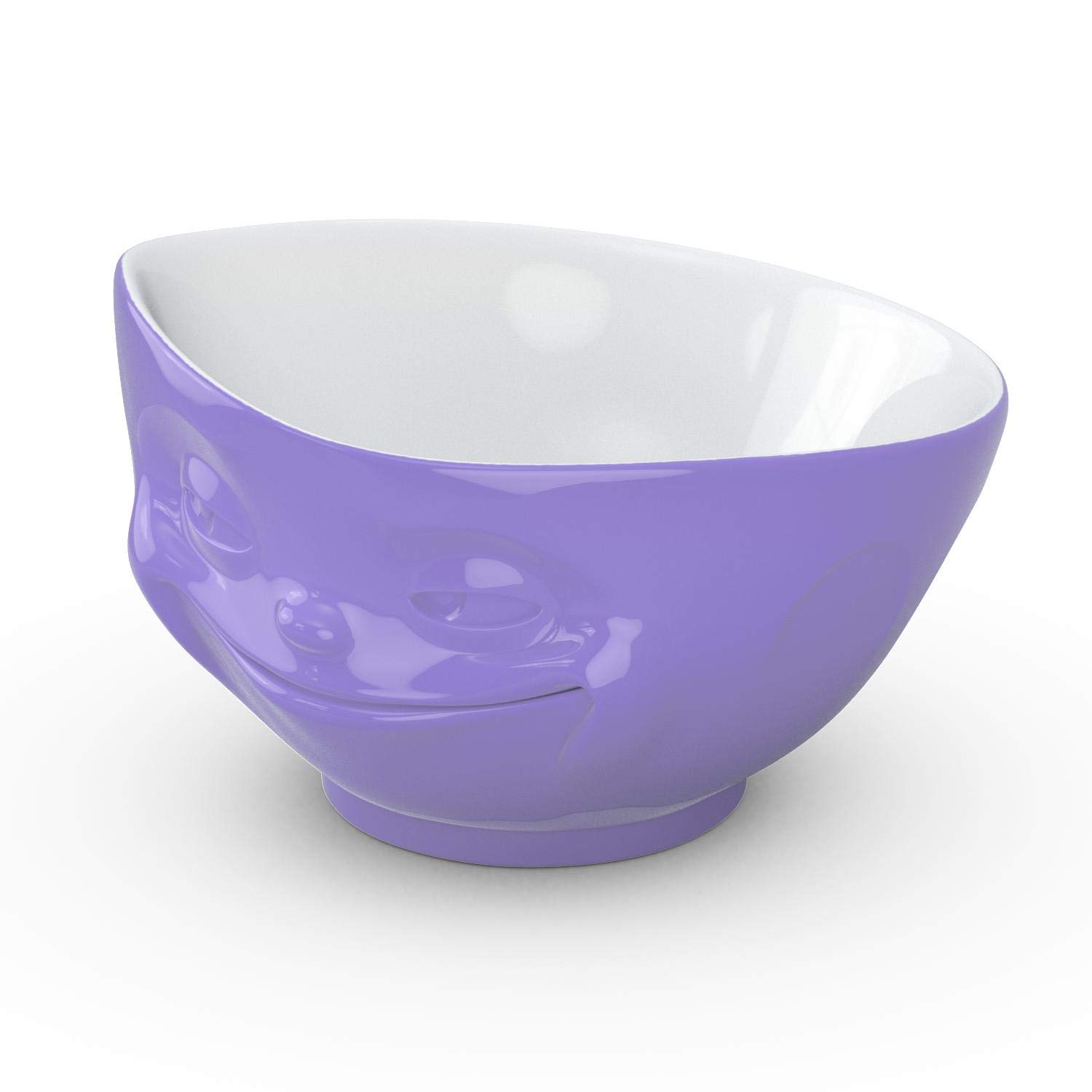 FIFTYEIGHT PRODUCTS TASSEN Porcelain Bowl, Grinning Face Edition, 16 oz. Purple, (Single Bowl) for Serving Cereal, Soup