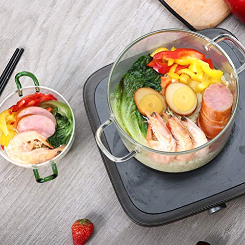 DOITOOL Glass Pots for Cooking On Stove Clear Heating Salad Fruit Serving Bowl Microwave Safe Home Kitchen Porridge Soup Noodles Food Storage （1350ml）