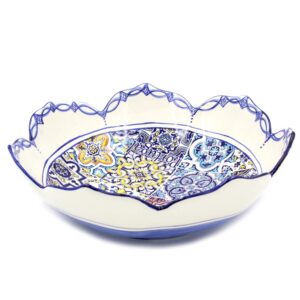 hand-painted traditional portuguese ceramic tulip salad bowl (blue)