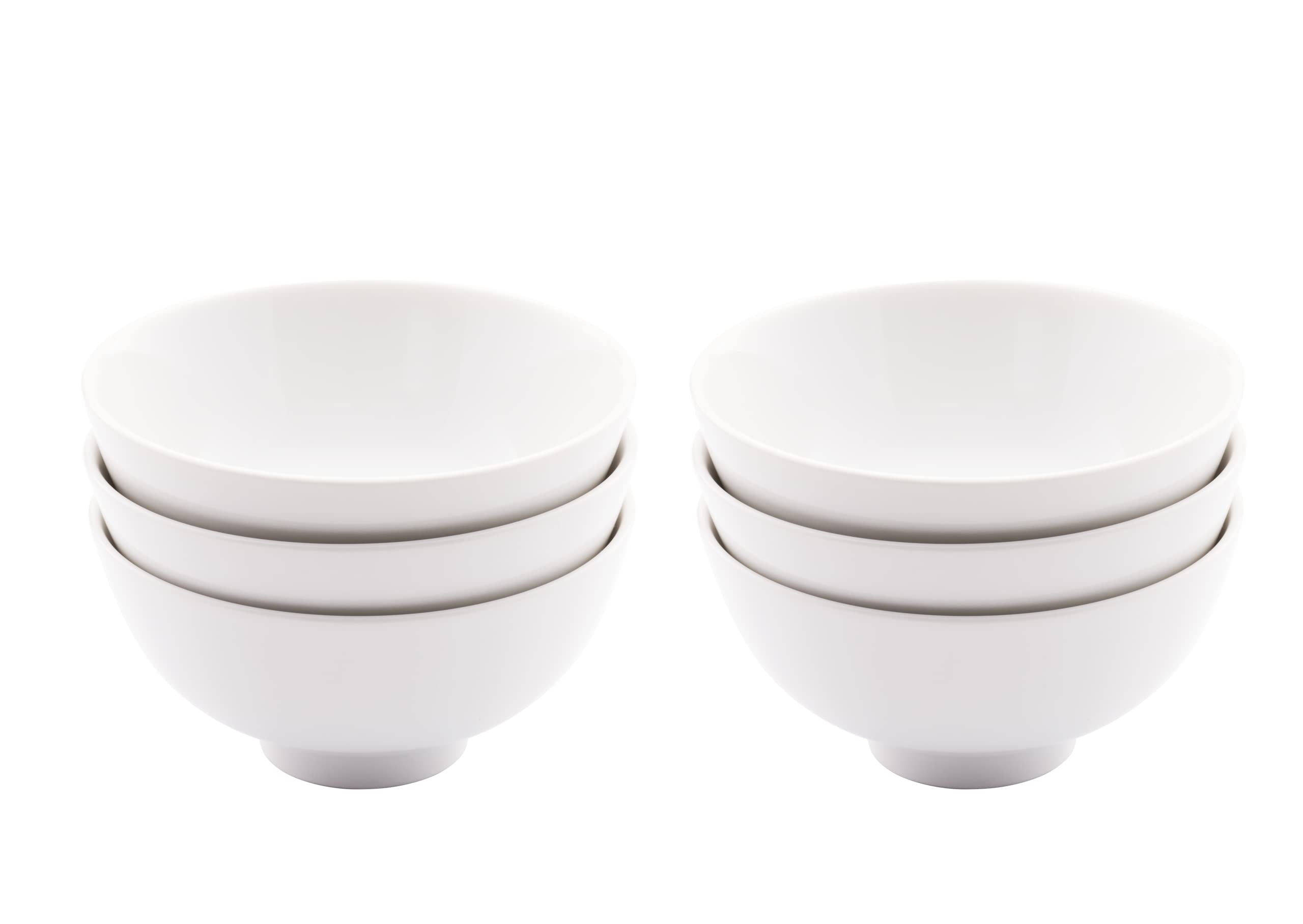 Nethan by MinhLong Premium Porcelain Ceramic Rice/Soup Bowl Set of 6 (Plain White)