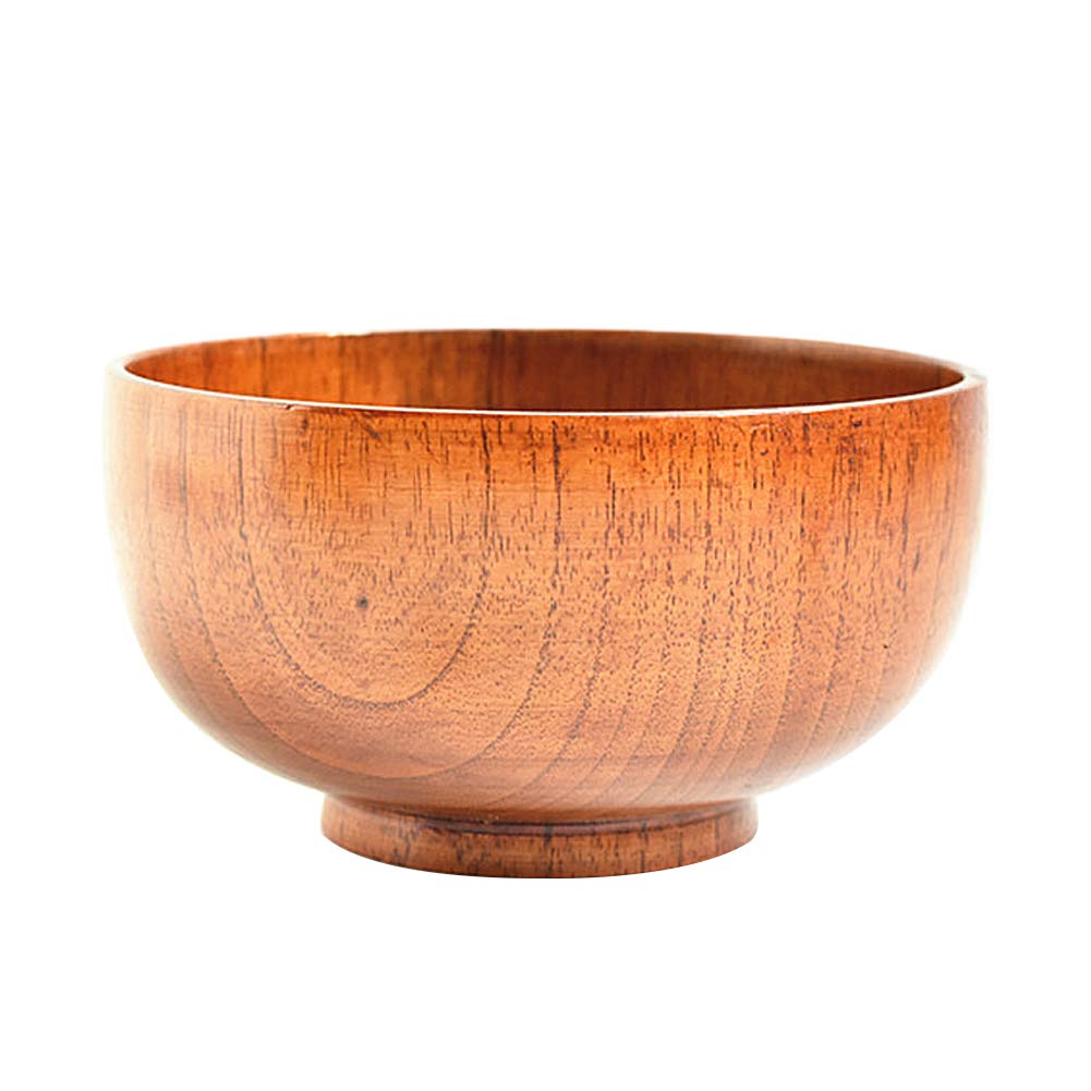 heaven2017 Japanese Style Solid Wooden Bowl Soup Rice Noodles Food Serving Bowl L