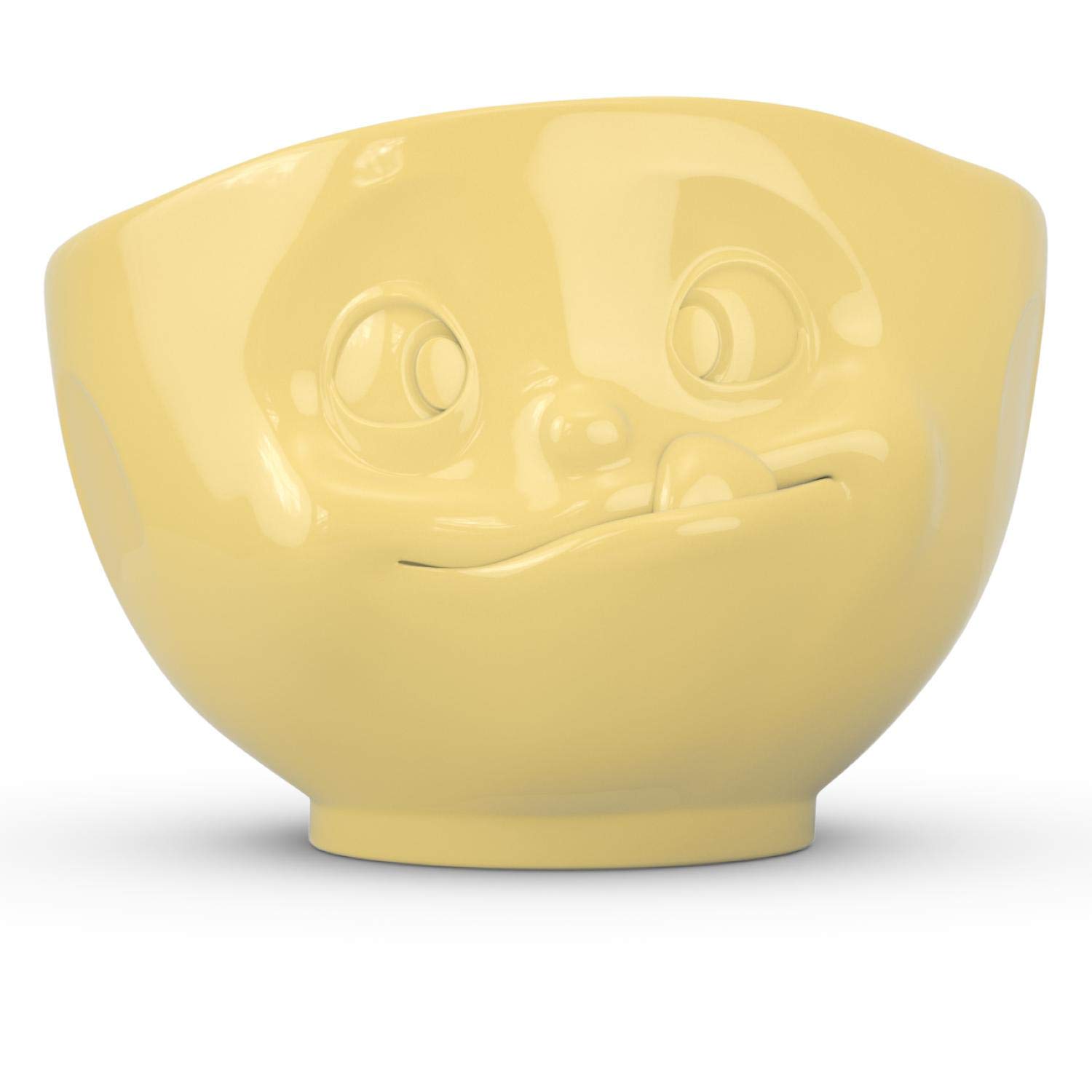 FIFTYEIGHT PRODUCTS TASSEN Porcelain Bowl, Tasty Face Edition, 16 oz. Yellow, (Single Bowl) for Serving Cereal, Soup