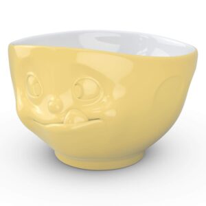 FIFTYEIGHT PRODUCTS TASSEN Porcelain Bowl, Tasty Face Edition, 16 oz. Yellow, (Single Bowl) for Serving Cereal, Soup