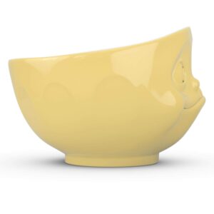 FIFTYEIGHT PRODUCTS TASSEN Porcelain Bowl, Tasty Face Edition, 16 oz. Yellow, (Single Bowl) for Serving Cereal, Soup