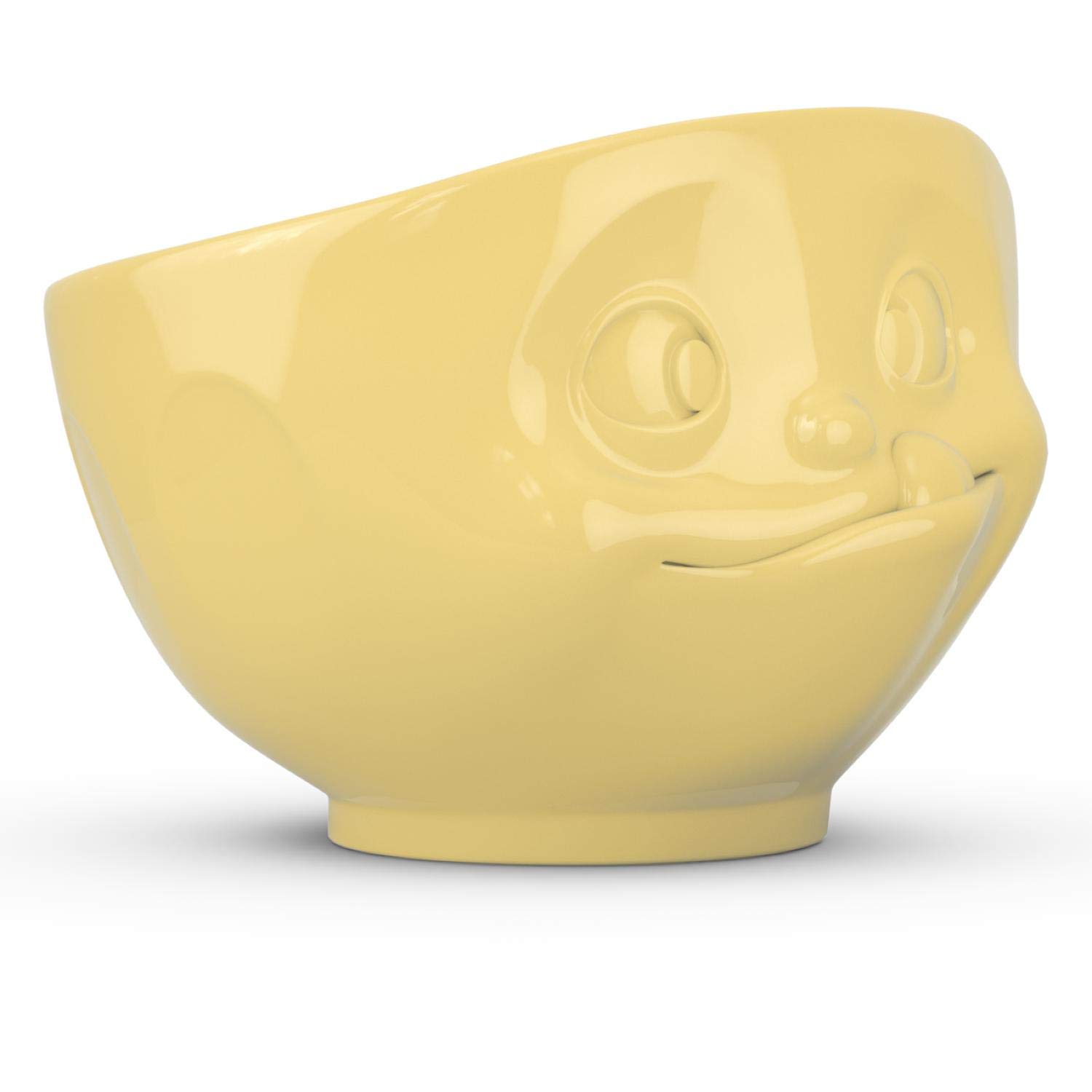 FIFTYEIGHT PRODUCTS TASSEN Porcelain Bowl, Tasty Face Edition, 16 oz. Yellow, (Single Bowl) for Serving Cereal, Soup