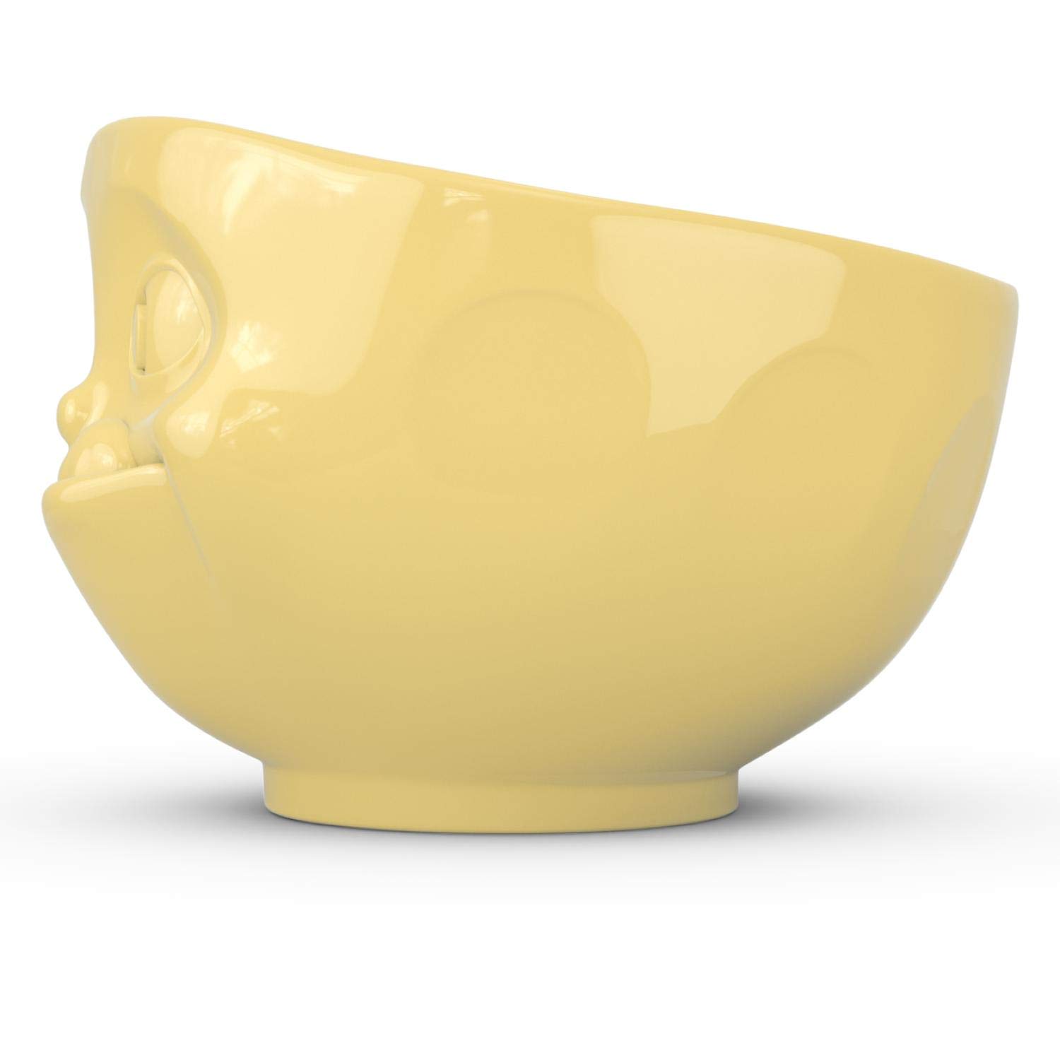 FIFTYEIGHT PRODUCTS TASSEN Porcelain Bowl, Tasty Face Edition, 16 oz. Yellow, (Single Bowl) for Serving Cereal, Soup