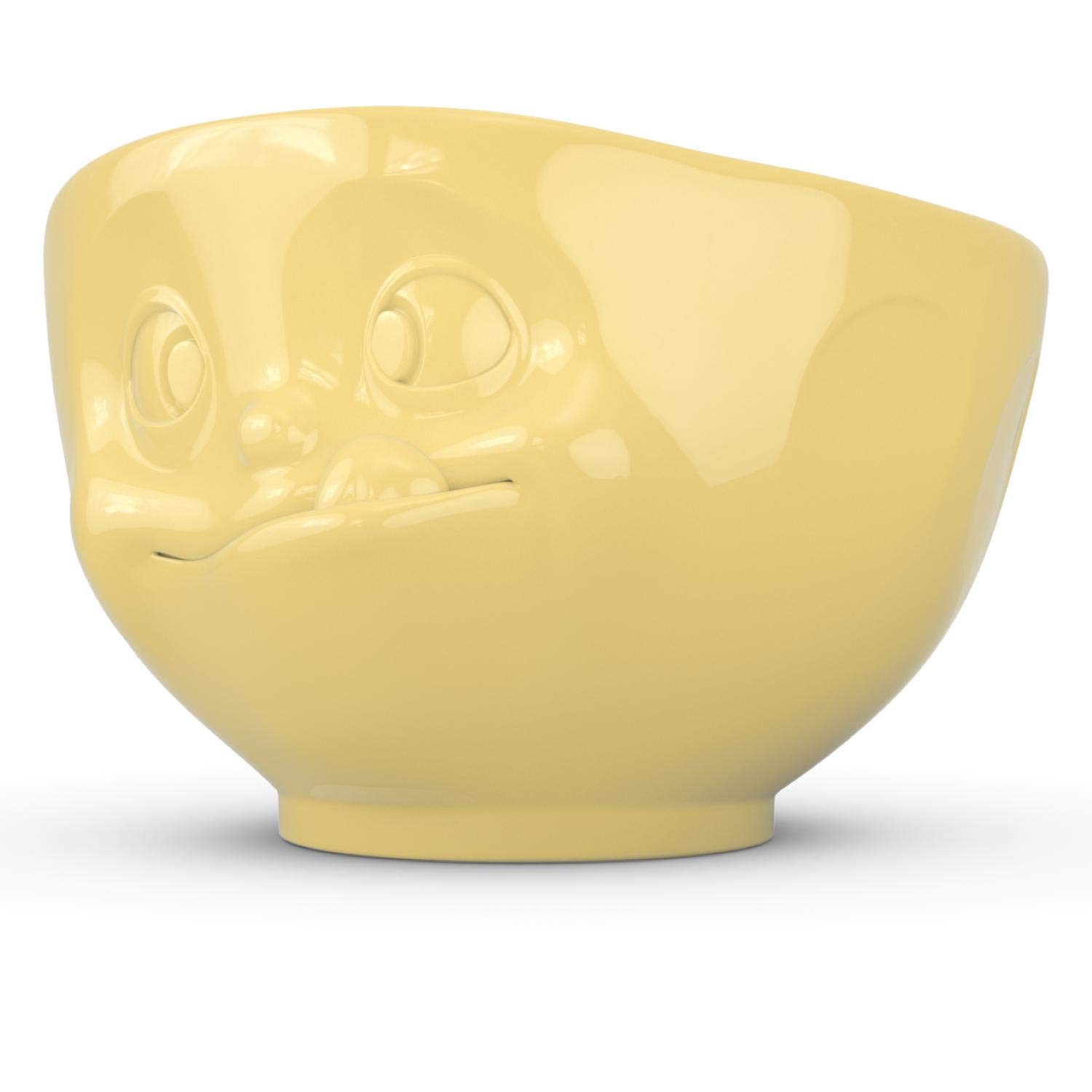 FIFTYEIGHT PRODUCTS TASSEN Porcelain Bowl, Tasty Face Edition, 16 oz. Yellow, (Single Bowl) for Serving Cereal, Soup