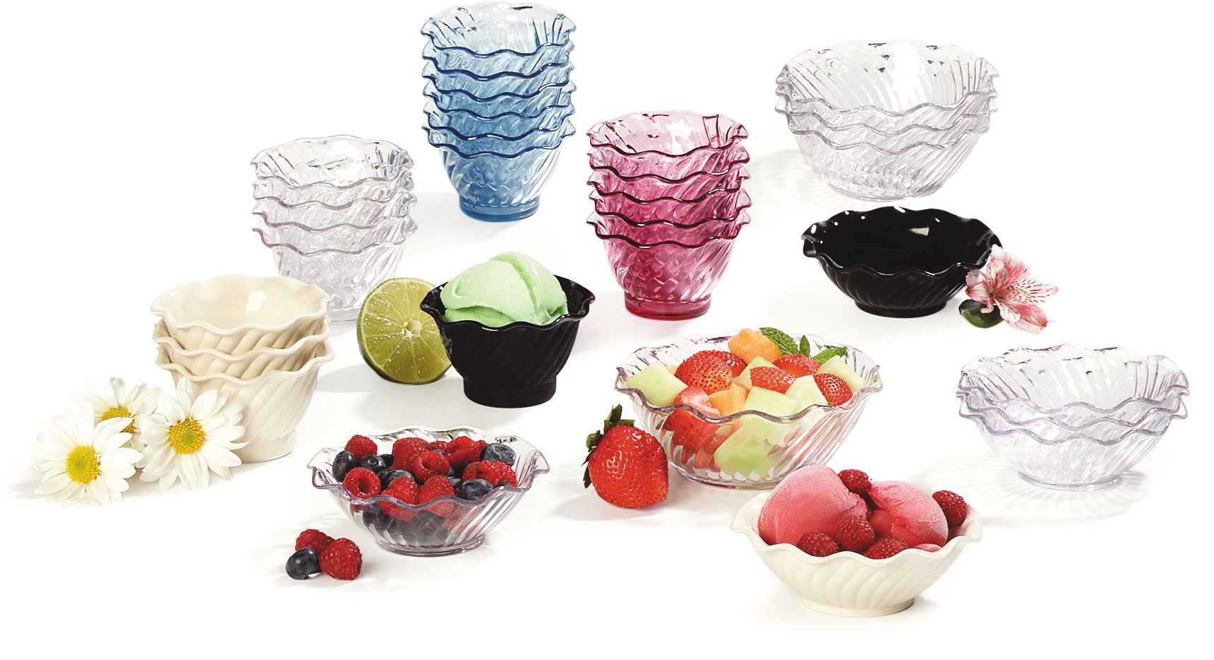 Carlisle FoodService Products 453307 Plastic Dessert Bowls, 13 oz, Clear