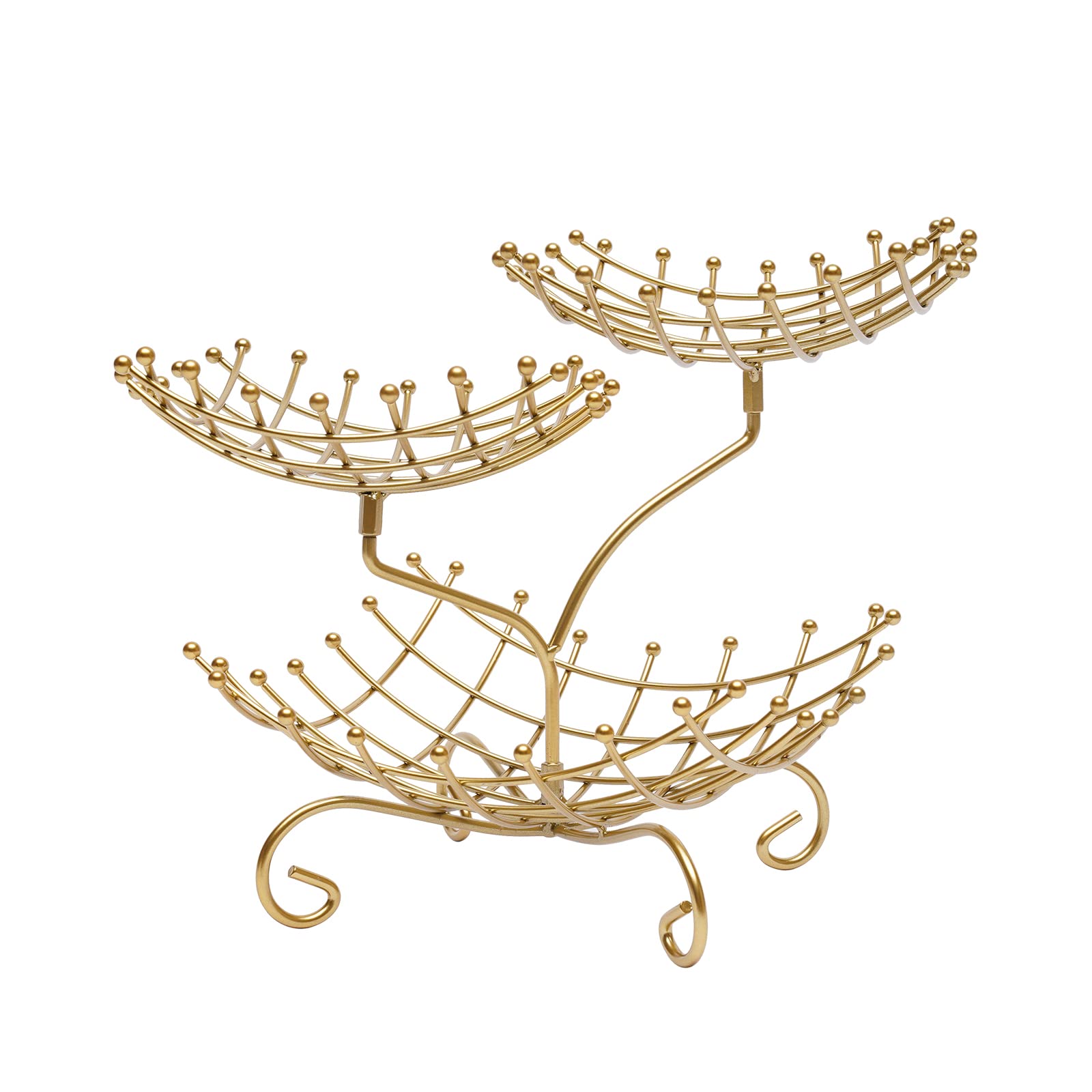 DYRABREST 3-Tier Fruit Basket Fruit Bowl Stand Fruit Cake Tray Plate 3 Tier Storage Rack Fruit Vegetable Bowl Desserts Candy Buffet Plate Serving Tray fo Family Dinner Birthday Party Wedding (Gold)