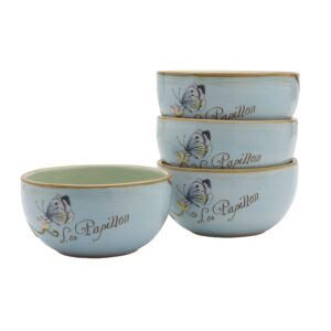 fitz and floyd toulouse small fruit bowls, set of 4, 5-inch, blue