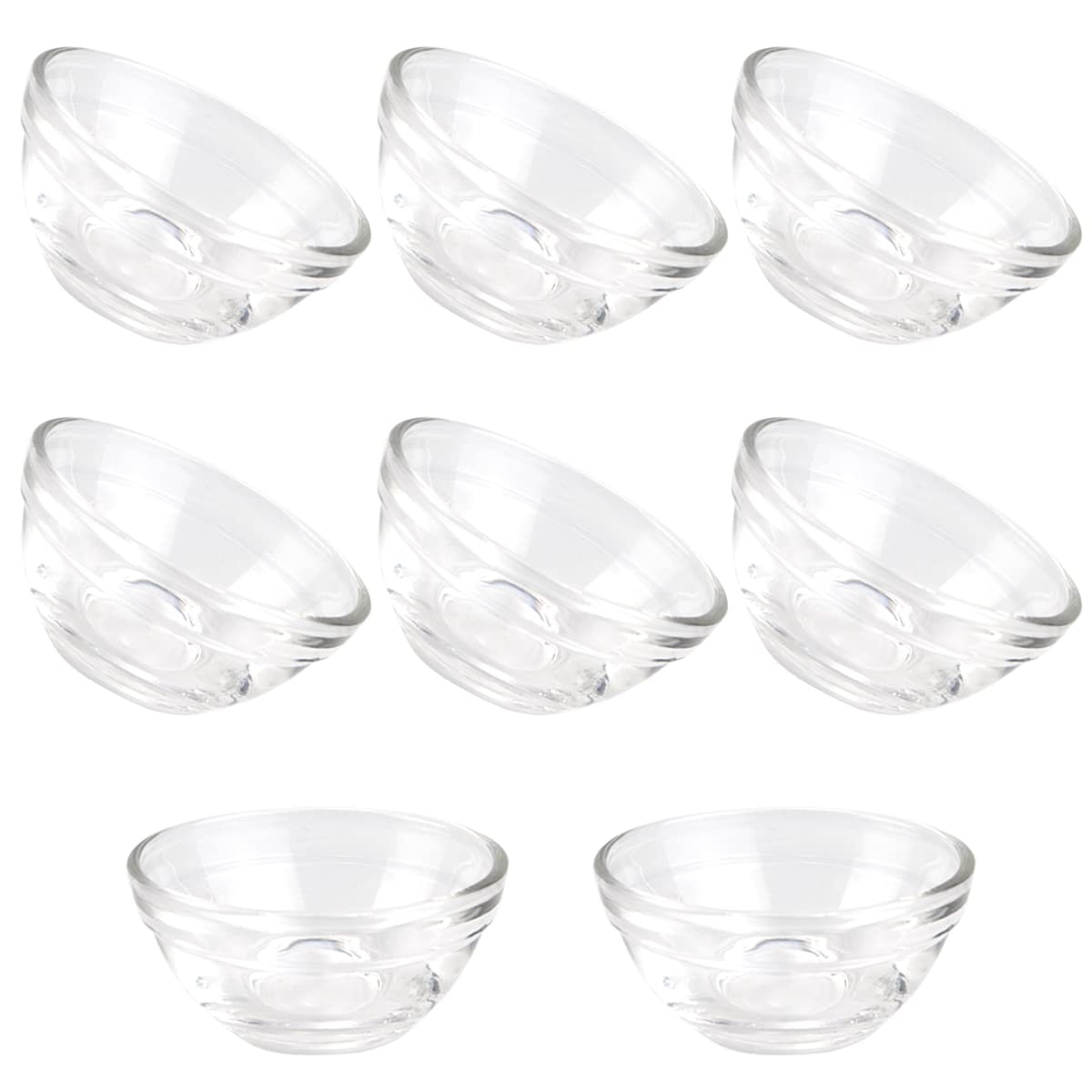 LNQ LUNIQI Set of 8 Mini Glass Bowls, 2.3 Inch Stackable Food Prep Bowls Multipurpose Clear Glass Serving Bowls for Kitchen Prep, Dessert, Dips, Candy