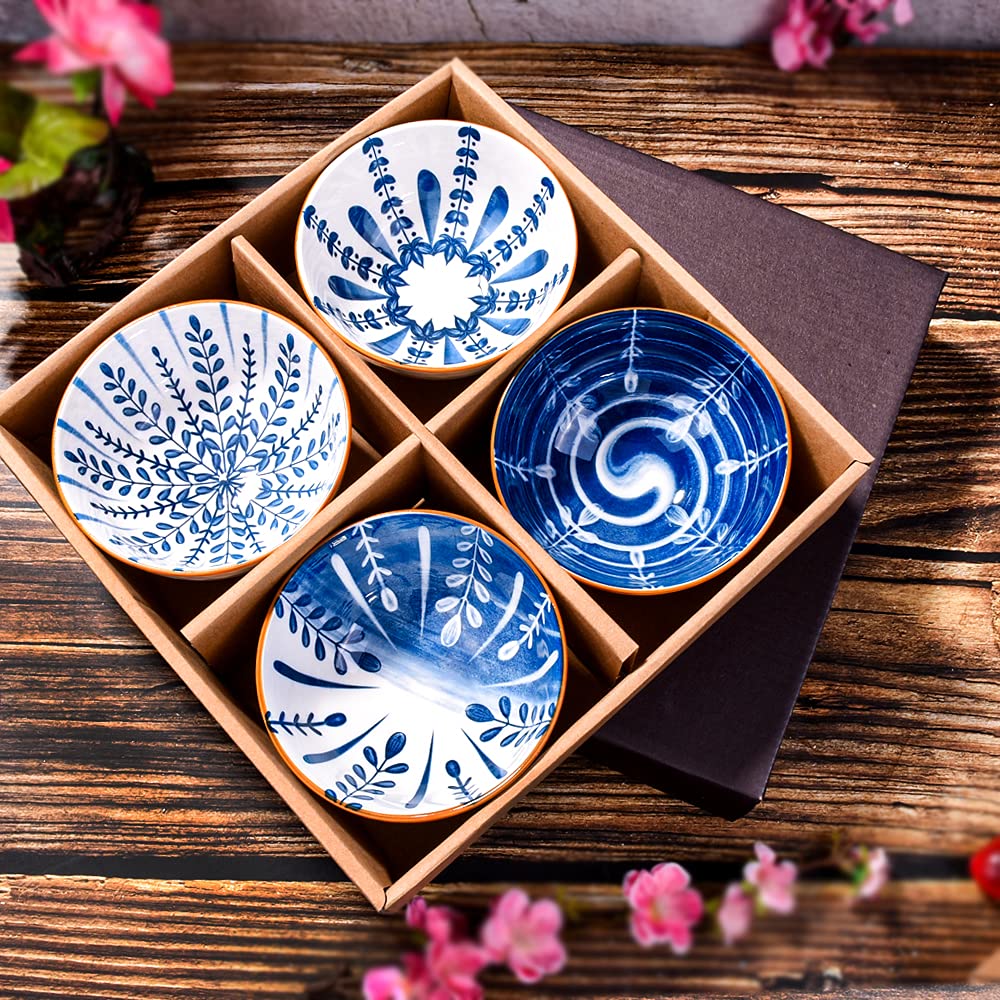 BOSILI Japanese Rice Bowls set of 4,Ceramic Rice Bowls with Gift Box (4 set)