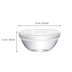 Housoutil 6 Packs Stackable Food Prep Bowl, Multipurpose Clear Glass Serving Bowls, Glass Pudding Bowl Set Dishware Safe for Kitchen Dessert, Ice Cream, Snack, Dips and Candy Nut 2.36X1.18inch.