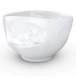 FIFTYEIGHT PRODUCTS TASSEN XL Porcelain Bowl, Tasty Face Edition, 33 oz. White (Single Bowl), Extra Large Bowl