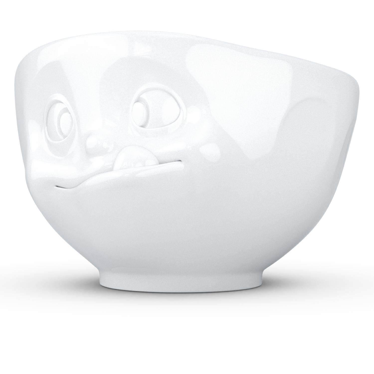 FIFTYEIGHT PRODUCTS TASSEN XL Porcelain Bowl, Tasty Face Edition, 33 oz. White (Single Bowl), Extra Large Bowl