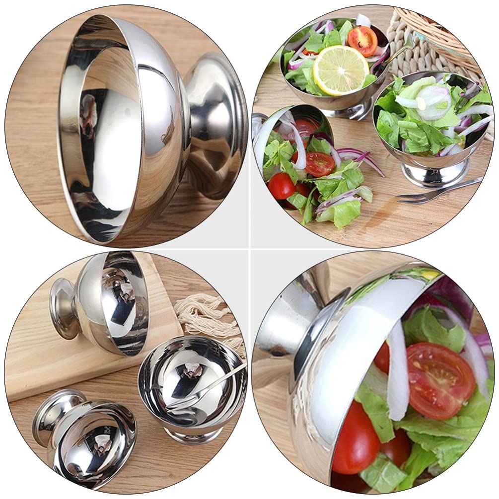 Cabilock Stainless Steel Ice Cream Bowl Metal Pudding Cups Salad Dessert Holder Snack Fruit Candy Container for DIY Ice Cream Parfait Banana Pudding 10. 7X10. 7CM