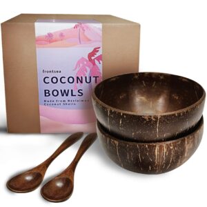 coconut bowls and spoon sets natural vegan organic salad smoothie breakfast healthy green or acai bowl tiktok eco friendly kitchen serving …