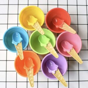 cheeseandu 12pack kids ice cream bowl spoon set safe durable plastic candy color lovely dessert bowl yougurt cup diy ice cream tools summer festive party favor kids gift(24pcs)