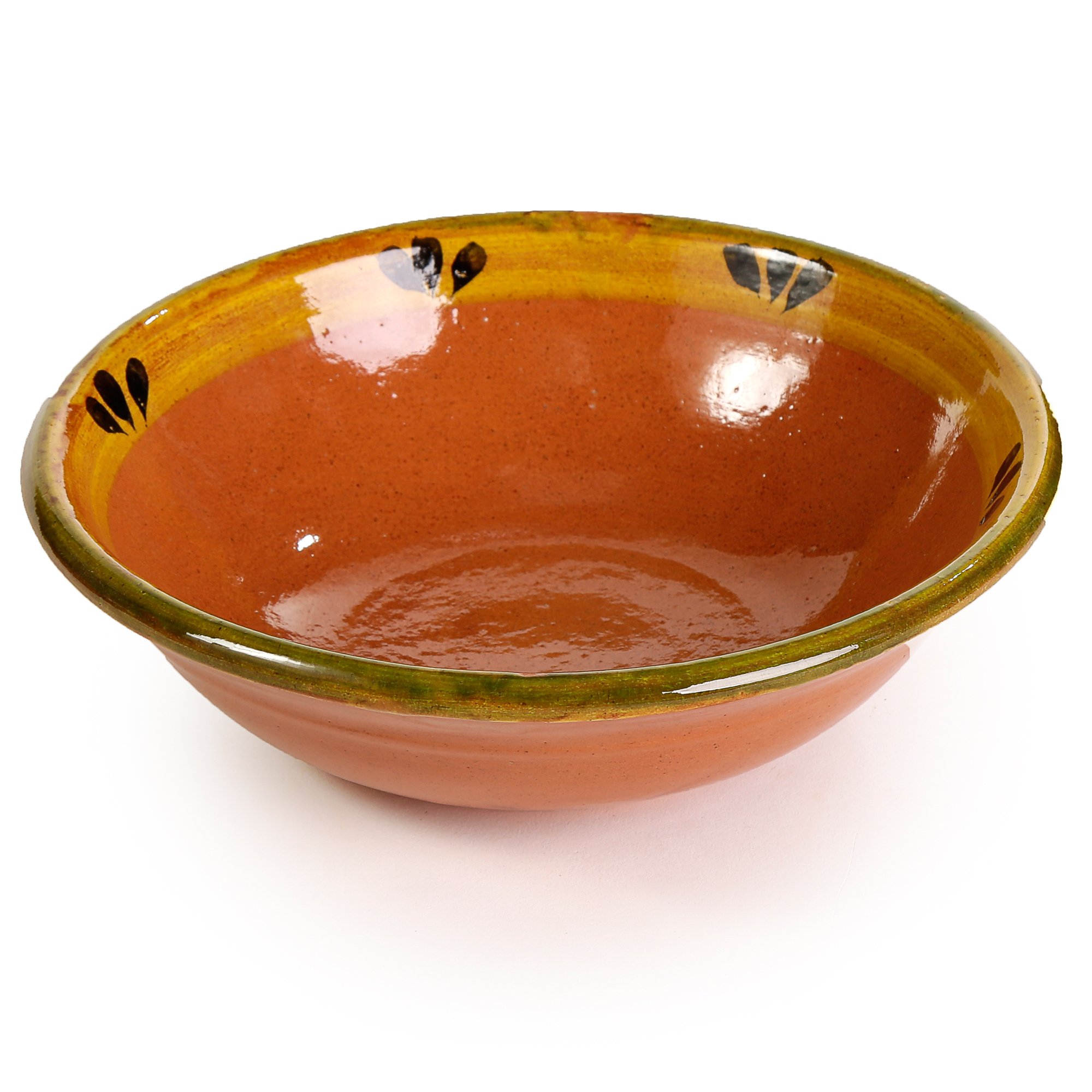 Ancient Cookware, Mexican Clay Soup Bowl, Trefoil Design, 20 Ounces