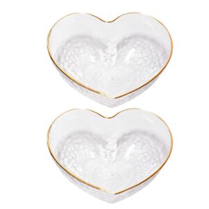 glass serving bowl 2pcs heart shaped glass bowls dessert display bowls decorative food serving bowls mixing bowl home tableware for cereal salad soup pho dessert rice noodle mixing bowl