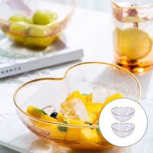 Glass Serving Bowl 2pcs Heart Shaped Glass Bowls Dessert Display Bowls Decorative Food Serving Bowls Mixing Bowl Home Tableware for Cereal Salad Soup Pho Dessert Rice Noodle Mixing Bowl