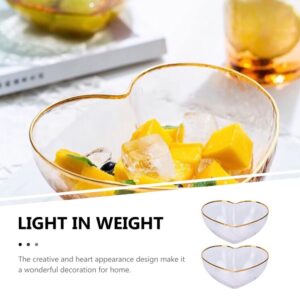 Glass Serving Bowl 2pcs Heart Shaped Glass Bowls Dessert Display Bowls Decorative Food Serving Bowls Mixing Bowl Home Tableware for Cereal Salad Soup Pho Dessert Rice Noodle Mixing Bowl